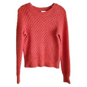 H&M Women's Sweater Small S ALPACA MOHAIR BLEND Cable Knit Long Sleeve Orange